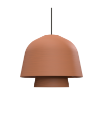 Lampa wisząca Okina Pott - podw&oacute;jna czerwona (ciemna terakota), przew&oacute;d w czarnym oplocie