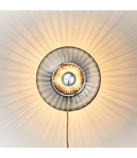 Kinkiet/ plafon New Wave z Eyeball Design By Us - Ø 26 cm, transparentne szkło, srebrna krawędź, czarna podstawa