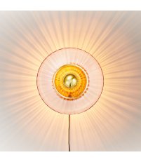 Kinkiet/ plafon New Wave z Eyeball Design By Us - Ø 26 cm, zaróżowione szkło, złota krawędź, złota podstawa