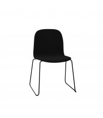 Krzesło drewniane na stalowych nogach VISU SLED BASE CHAIR Muuto - czarne