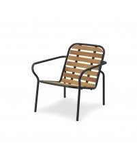 Fotel Vig Normann Copenhagen - Robinia, czarna podstawa, na zewnątrz