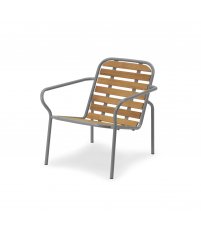 Fotel Vig Normann Copenhagen - Robinia, szara podstawa, na zewnątrz