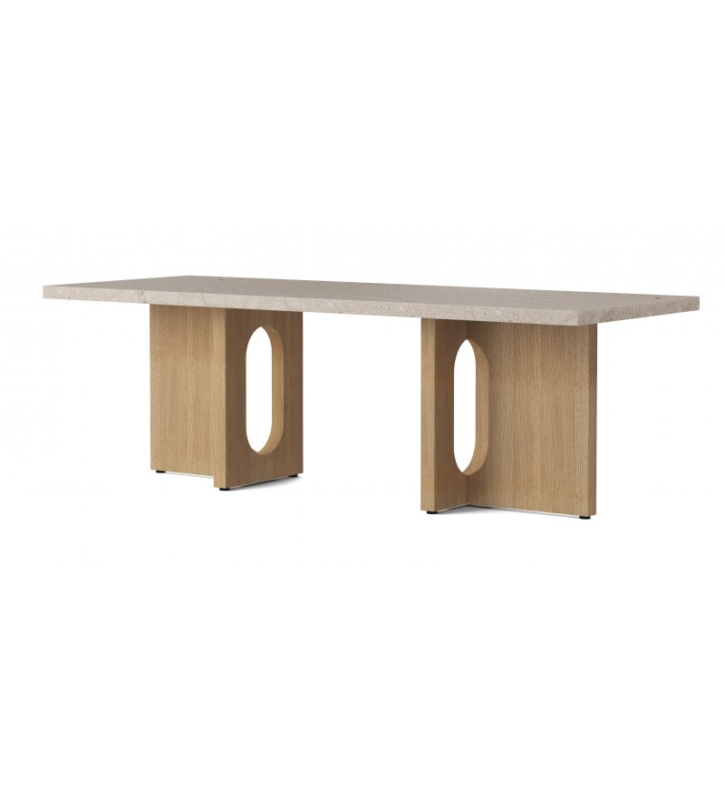 Ława Androgyne Lounge Table Audo Copenhagen (dawniej Menu) - 120x45cm, kamień Kunis Breccia/ naturalny dąb