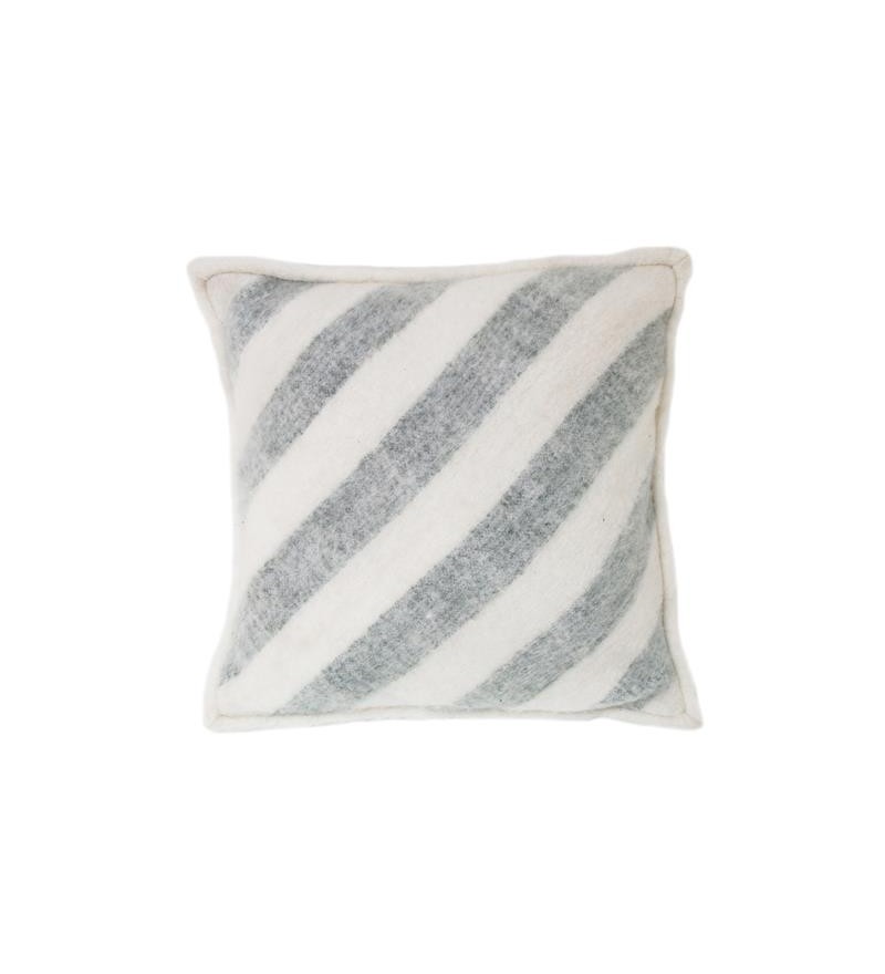 Poduszka wełniana w białe pasy 50x50cm HK Living