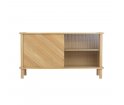 Komoda z przesuwnymi drzwiami Italic oak UMAGE - dąb / drewniane drzwi + szklane drzwi