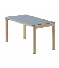 Stolik kawowy Couple Muuto - 1 falisty kafel blatu light blue / podstawa dębowa