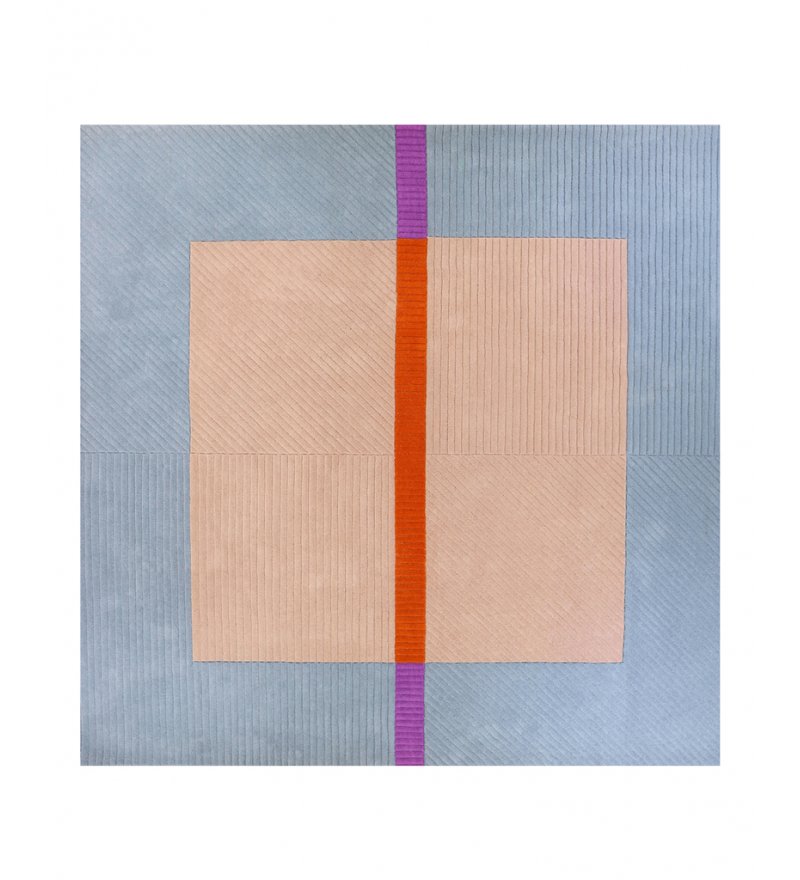 Dywan wełniany AKAATTI beige-blue Finarte 170 x 170 cm - beżowo-niebieski