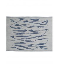 Lniana mata do sauny AALLOKKO Lapuan Kankurit -  46 x 150 cm, lniano-niebieska
