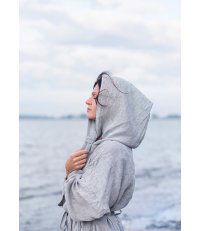 Szlafrok lniany z kapturem KASTE Lapuan Kankurit -  szary, rozmiar M