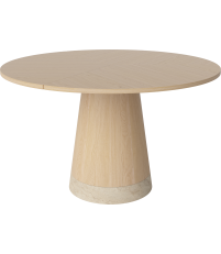 St&oacute;ł Piro Bolia - &Oslash;125 cm, bielony dąb olejowany / marmurowa podstawa