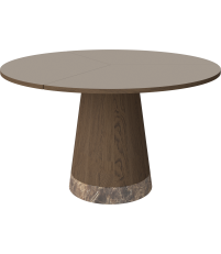 St&oacute;ł Piro Bolia - &Oslash;125 cm, brązowoszary laminat Fenix/ dąb olejowany na ciemno / marmurowa podstawa