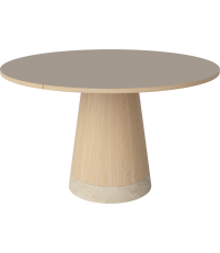 St&oacute;ł Piro Bolia - &Oslash;125 cm, brązowoszary laminat Fenix/ bielony dąb olejowany / marmurowa podstawa