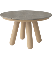 St&oacute;ł Balance Bolia - &Oslash;125 cm, bielony dąb olejowany / marmur Grigio Bottarga