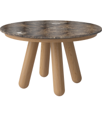 St&oacute;ł Balance Bolia - &Oslash;125 cm, olejowany dąb/ brązowy marmur