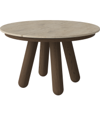 St&oacute;ł Balance Bolia - &Oslash;125 cm, dąb olejowany na ciemno / marmur Sand Travertine