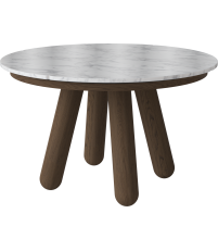 St&oacute;ł Balance Bolia - &Oslash;125 cm, dąb olejowany na ciemno / szaro- biały marmur