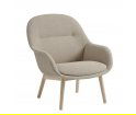 Fotel na drewnianej podstawie FIBER LOUNGE ARMCHAIR WOOD BASE MUUTO - bladozielone/ nogi ciemnobrązowe