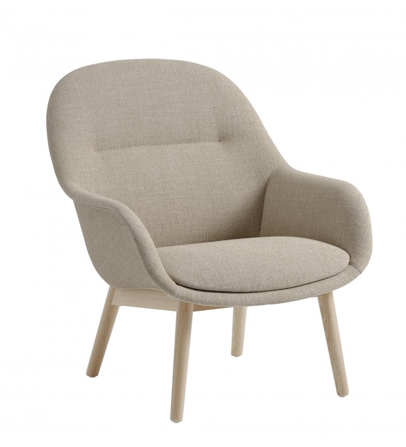 Fotel na drewnianej podstawie FIBER LOUNGE ARMCHAIR WOOD BASE MUUTO - tkanina Ecriture 240/ nogi dębowe