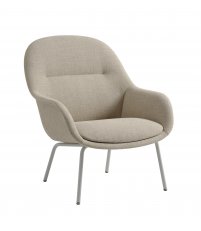 Fotel na drewnianej podstawie FIBER LOUNGE ARMCHAIR WOOD BASE MUUTO - bladozielone/ nogi ciemnobrązowe