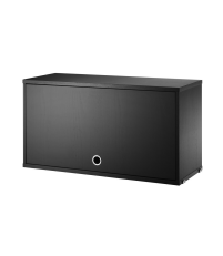 Szafka modułowa z drzwiami uchylnymi String Furniture- system String®, rozm. 78/42/30, jesion bejcowany na czarno