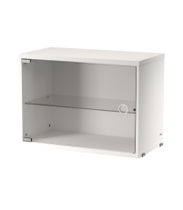 Szafka modułowa ze szklanymi drzwiami String Furniture- system String®, rozm. 58/42/30, biała