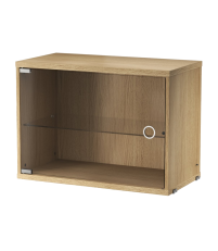 Szafka modułowa ze szklanymi drzwiami String Furniture- system String®, rozm. 58/42/30, dąb