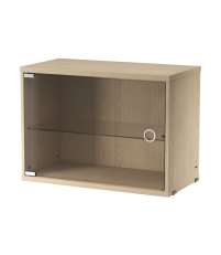 Szafka modułowa ze szklanymi drzwiami String Furniture- system String®, rozm. 58/42/30, jesion