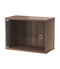 Szafka modułowa ze szklanymi drzwiami String Furniture- system String®, rozm. 58/42/30, orzech włoski