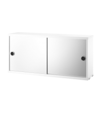 Szafka modułowa z przesuwnymi lustrzanymi drzwiami String Furniture- system String®, rozm. 78/37/20, biała