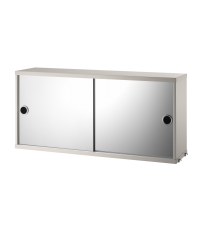 Szafka modułowa z przesuwnymi lustrzanymi drzwiami String Furniture- system String®, rozm. 78/37/20, beżowa