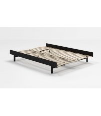 Łóżko Moebe - czarne, szer. 140 cm, ze stelażem