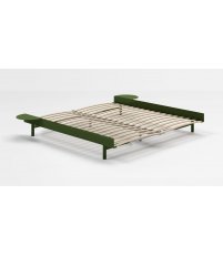 Łóżko Moebe - zieleń sosnowa, szer. 180 cm, ze stelażem i dwoma stolikami nocnymi