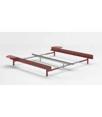 Łóżko regulowane Moebe - pudrowy róż, szer. 90- 180 cm, z dwoma stolikami nocnymi