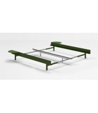 Łóżko regulowane Moebe - zieleń sosnowa, szer. 90- 180 cm, z dwoma stolikami nocnymi