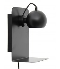 Kinkiet z p&oacute;łką Ball USB Frandsen - H30 cm, czarny mat