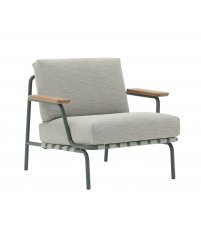Fotel ogrodowy SETTLE LOUNGE CHAIR MUUTO -  tkanina Ribbed Weave 2/ ciemnozielona podstawa, na zewnątrz