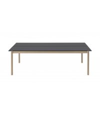 Stół biurowy Linear System Table Muuto - 110cm x 240cm, czarny blat z nanolaminatu/ABS, dębowa podstawa