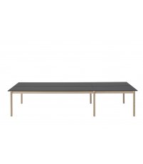 Stół biurowy Linear System Table Muuto - 110cm x 360cm, konfiguracja 1, czarny blat z nanolaminatu/ABS, dębowa podstawa