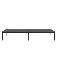 Stół biurowy Linear System Table Muuto - 110cm x 480cm, konfiguracja 2, czarny blat z nanolaminatu/ABS, czarna podstawa