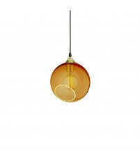 Lampa wisząca BALLROOM 20 cm Design By Us - złota podstawa z bursztynowym szklanym kloszem