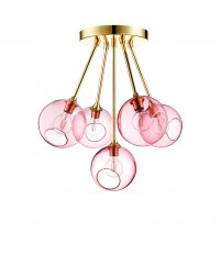 Lampa sufitowa/plafon BALLROOM MOLECULE Design By Us - z r&oacute;żowym szklanym kloszem