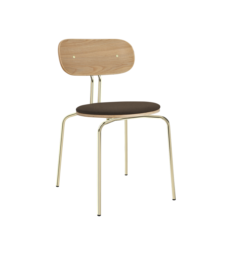 Krzesło tapicerowane Curious oak UMAGE - mocca, złote nogi