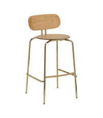 Hoker Curious Barstool UMAGE - 75 cm, naturalny dąb, złote nogi