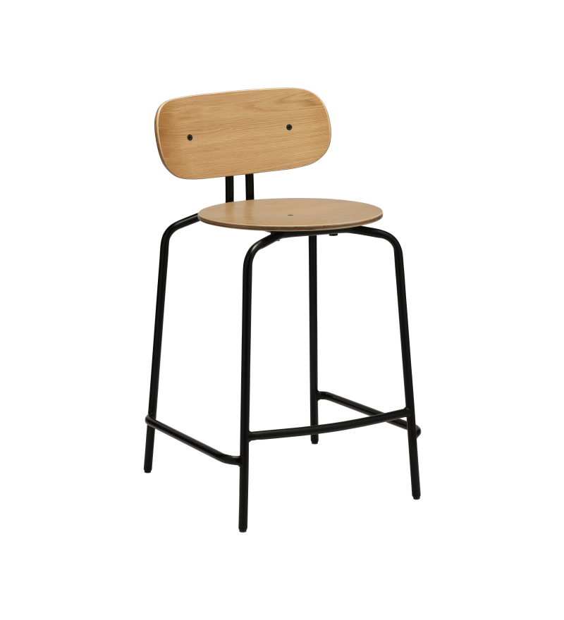 Hoker Curious Counter stool UMAGE - 65 cm, naturalny dąb, czarne nogi