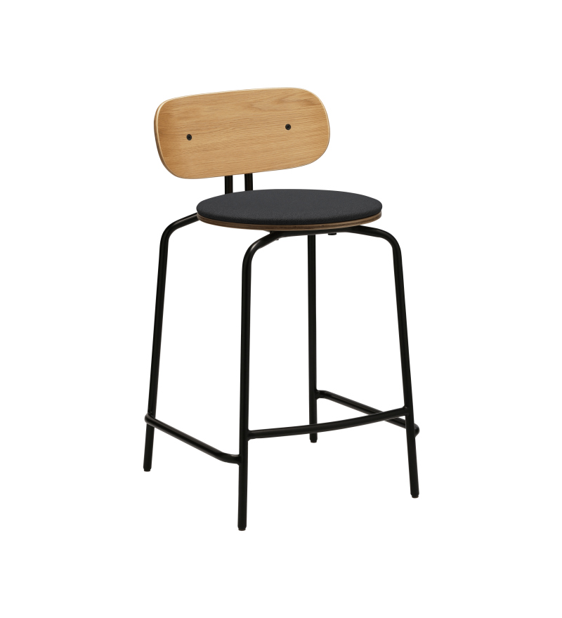 Hoker tapicerowany Curious Counter stool UMAGE - 65 cm, shadow, czarne nogi