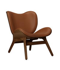 Fotel A Conversation Piece Low oak UMAGE - naturalny dąb / sk&oacute;ra p&oacute;łanilinowa Hope Cognac