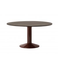 Stół Midst MUUTO - Ø140 cm, dębina olejowana na ciemny kolor/ ciemnoczerwona podstawa