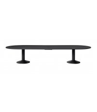 St&oacute;ł konferencyjny Midst MUUTO - 395x140 cm, czarne linoleum i podstawa, z prostokątnym otworem na gniazdo zasilania