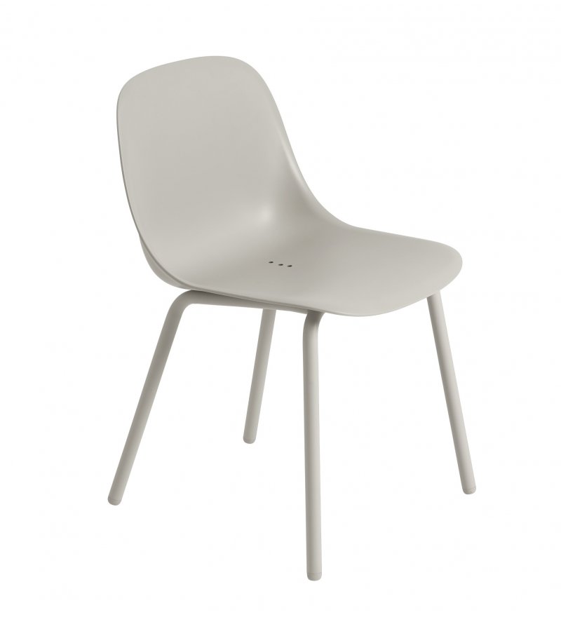 Krzesło Fiber Outdoor Side Chair Tube Base Muuto - grey, na zewnątrz
