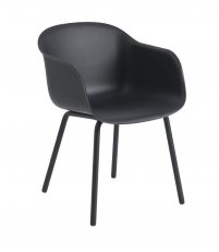 Fotel Fiber Outdoor Armchair Tube Base Muuto - grey, na zewnątrz